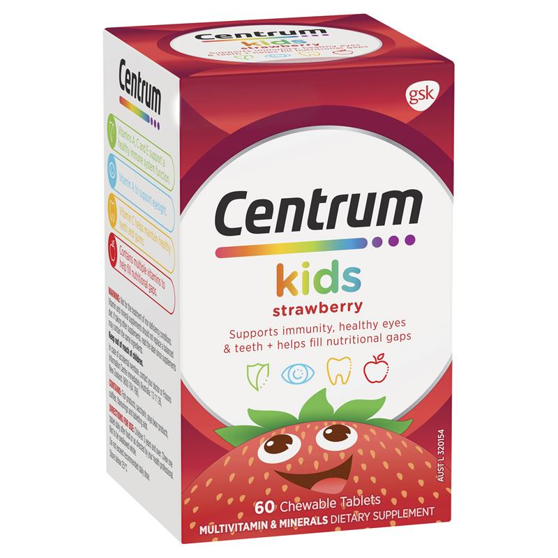 Centrum Kids Multi Vitamin 60 Strawberry Tablets chính hãng Úc