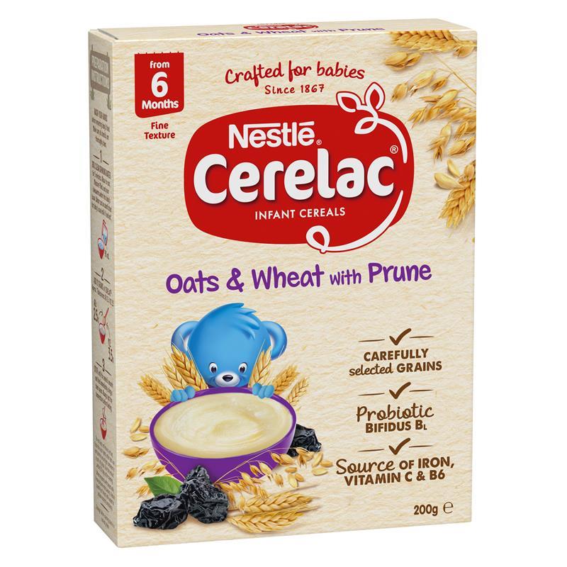 Nestle CERELAC Oats & Wheat with Prune Baby Cereal Stage 2 – 200g chính hãng Úc