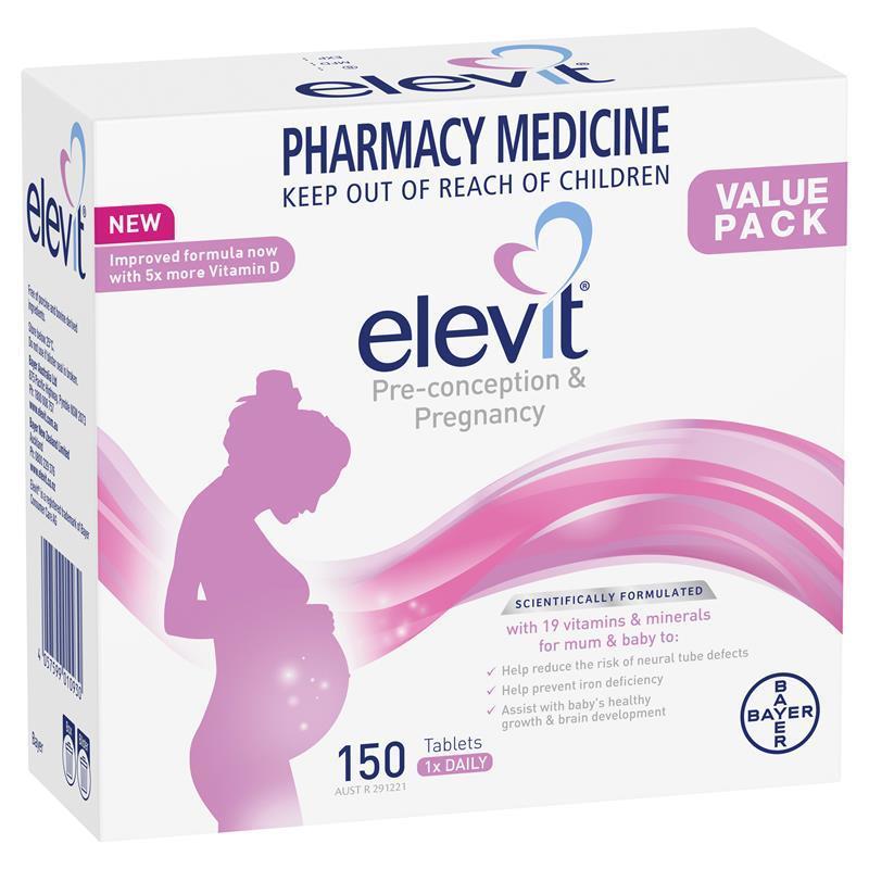 Elevit Pre-conception & Pregnancy 150 Tablets Exclusive Size chính hãng Úc