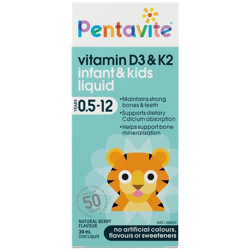 Pentavite Vitamin D3 & K2 Kids Liquid 30ml chính hãng Úc
