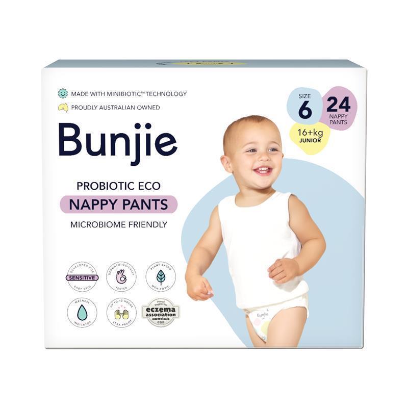 Bunjie Probiotic Eco Nappy Pants Size 6, 16+kg, 24 Pack chính hãng Úc