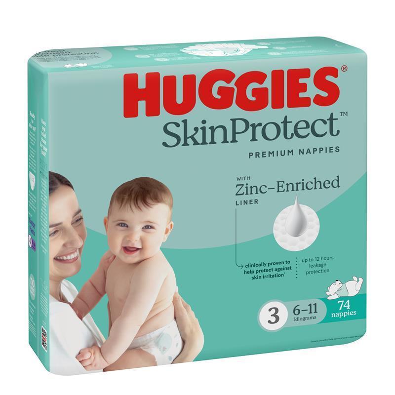 Huggies Skin Protect Nappies Size 3 (6-11 Kg) 74 Pack chính hãng Úc