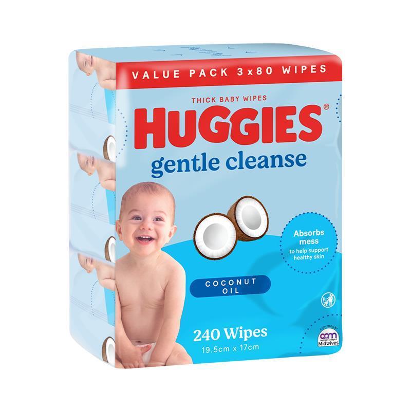 Huggies Coconut 3x80 Wipes chính hãng Úc