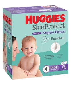 Huggies Skin Protect Nappies Size 4 (9-14 Kg) 58 Pack chính hãng Úc