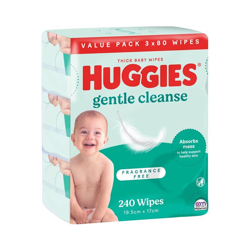 Huggies Fragrance Free 3x80 Wipes chính hãng Úc