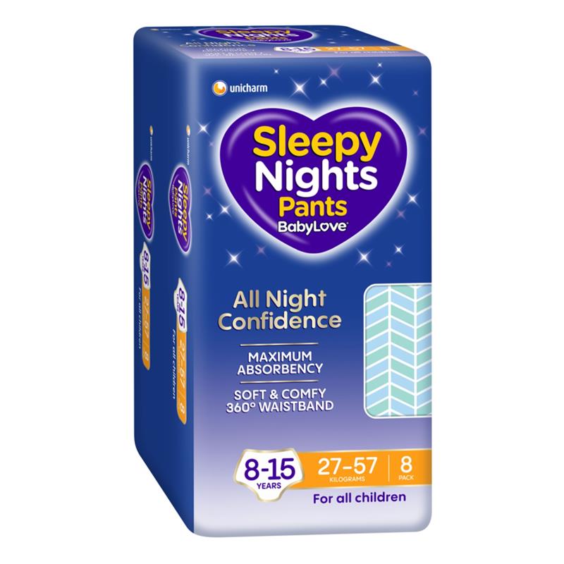 BabyLove SleepyNights Pants 8-15 years (27-57kg) 8 Pack chính hãng Úc