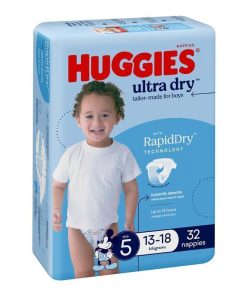 Huggies Ultra Dry Nappies Size 5 Boy 13-18kg Bulk 32 Pack chính hãng Úc