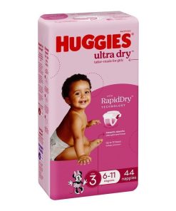 Huggies Ultra Dry Nappies Size 3 Girl 6-11kg Bulk 44 Pack chính hãng Úc