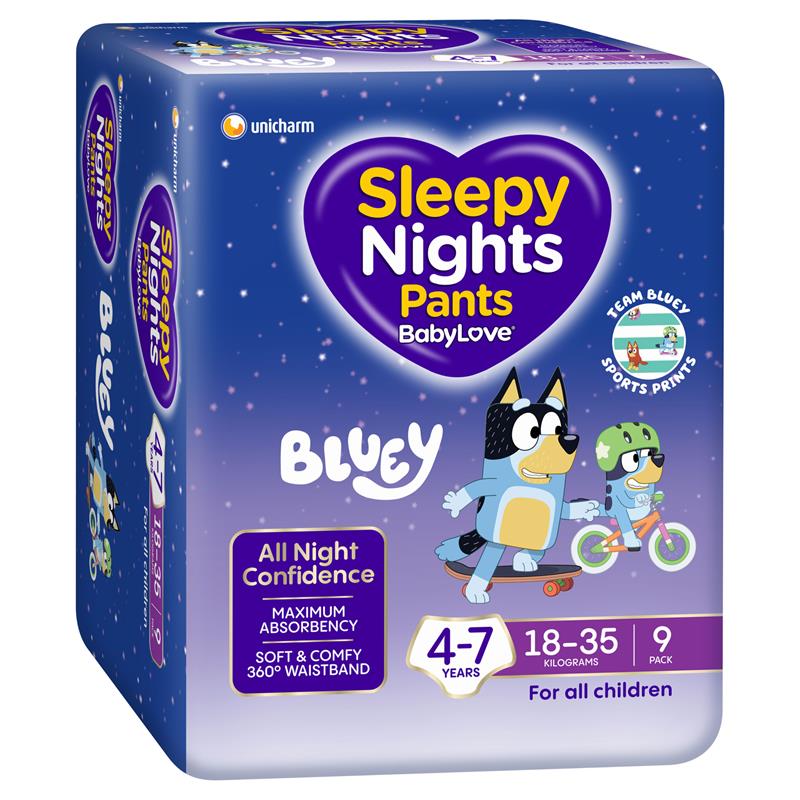 BabyLove SleepyNights Pants 4-7 years (18-35kg) 9 Pack chính hãng Úc