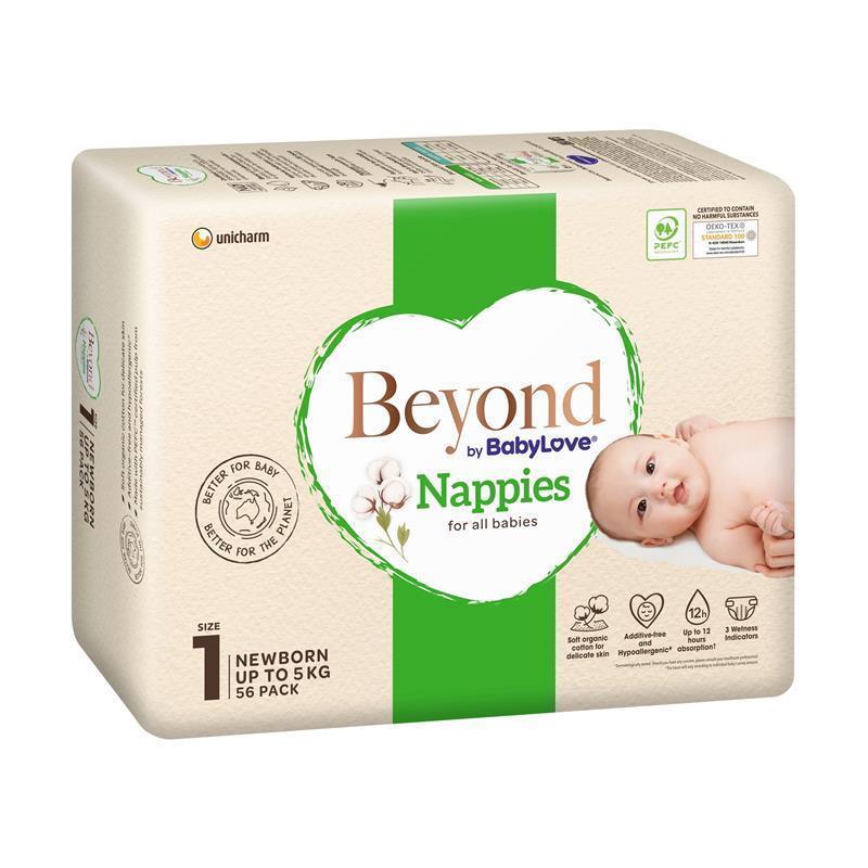 Beyond by BabyLove Newborn Nappies Size 1 (Up to 5kg) 56 Pack chính hãng Úc