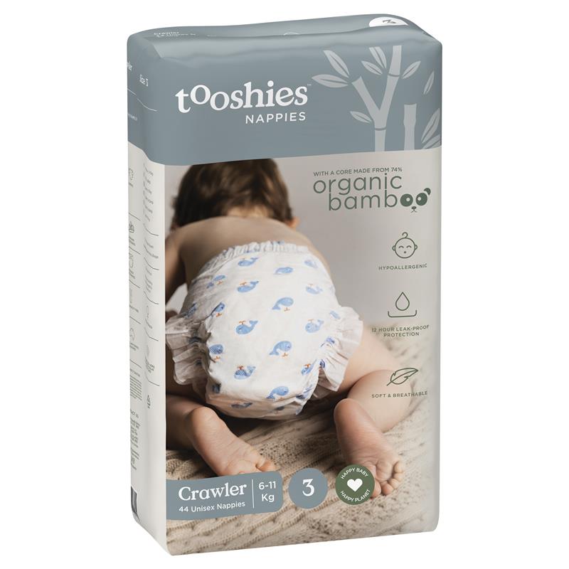 Tooshies Eco Nappies with Organic Bamboo Size 3 Crawler 6-11kg, 44 Pack chính hãng Úc