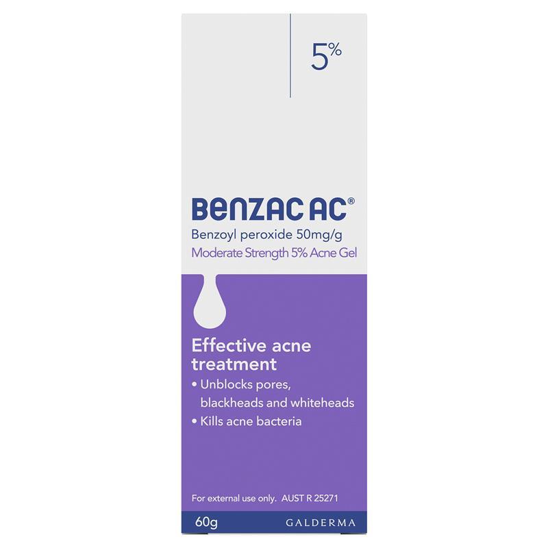 Benzac AC Moderate Strength 5% Acne Gel 60g chính hãng Úc