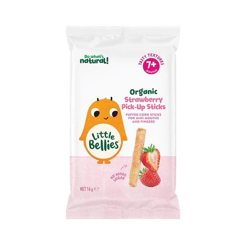 Little Bellies Organic Strawberry Pick Up Sticks 16g chính hãng Úc