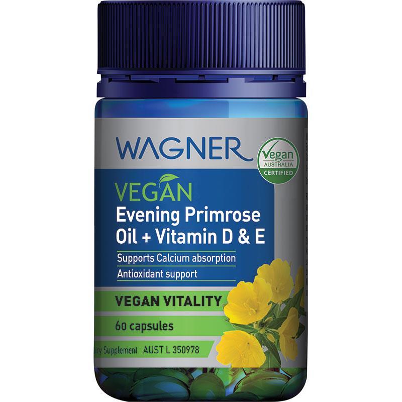 Wagner Vegan Evening Primrose Oil + Vit D & E 60 Capsules chính hãng Úc