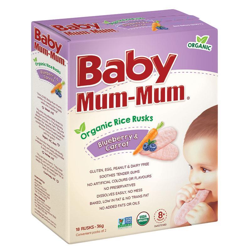 Baby Mum-Mum Rice Rusks Blueberry & Carrot Flavour 36g chính hãng Úc