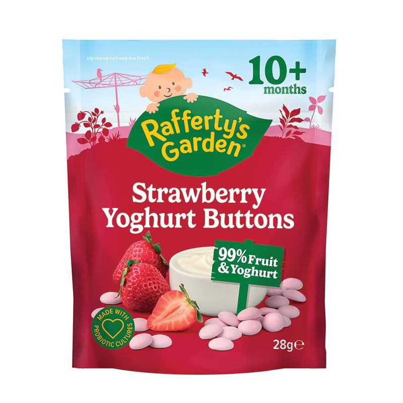 Raffertys Garden 10+ Months Strawberry Yoghurt Buttons Baby 28g chính hãng Úc