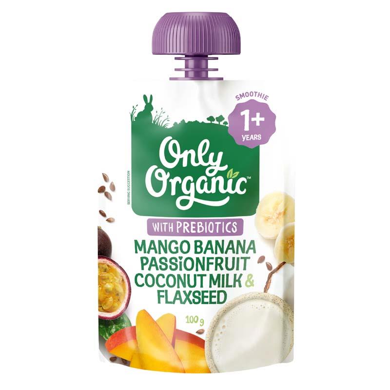 Only Organic Mango Banana Passion Coconut Milk & Flaxseed 100g chính hãng Úc