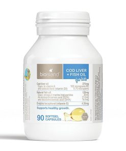 Bio Island Cod Liver + Fish Oil Kids 90 Capsules chính hãng Úc