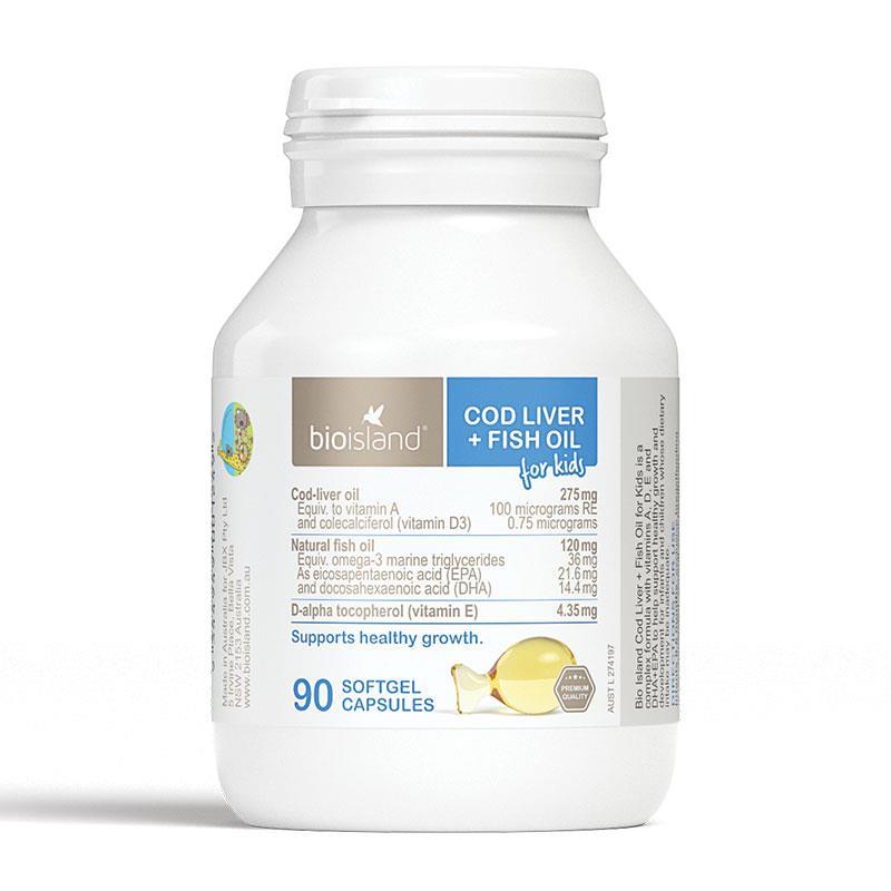 Bio Island Cod Liver + Fish Oil Kids 90 Capsules chính hãng Úc