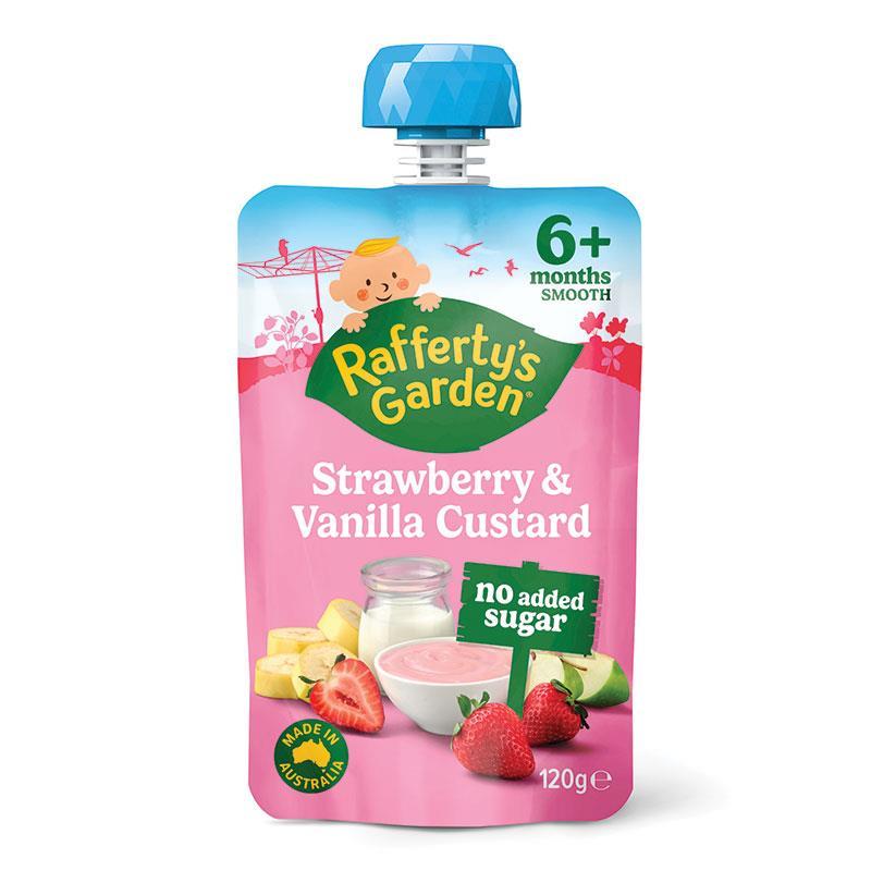 Raffertys Garden 6+ Months Strawberry & Vanilla Custard 120g chính hãng Úc