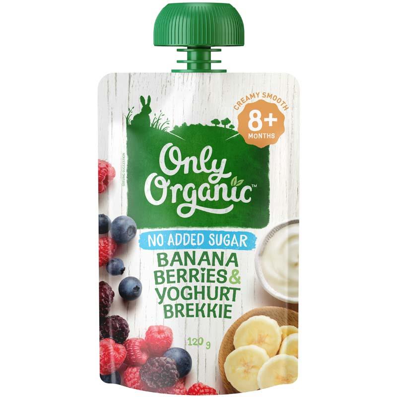 Only Organic Banana Berries Yoghurt Brekki 120g chính hãng Úc