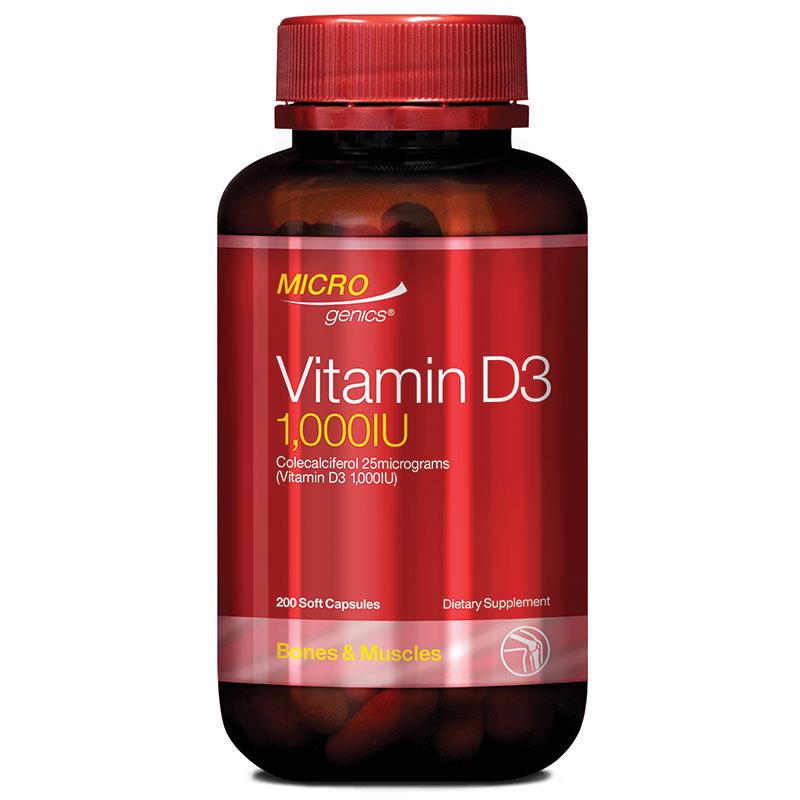 Microgenics Vitamin D3 1000IU 200 Capsules chính hãng Úc
