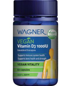 Wagner Vegan Vitamin D3 1000IU 60 Capsules chính hãng Úc
