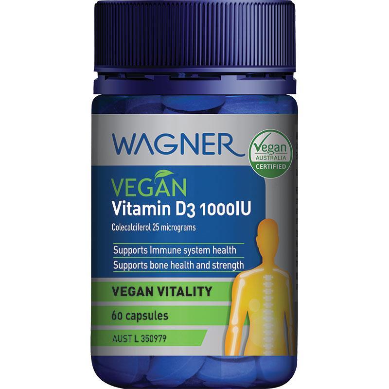 Wagner Vegan Vitamin D3 1000IU 60 Capsules chính hãng Úc