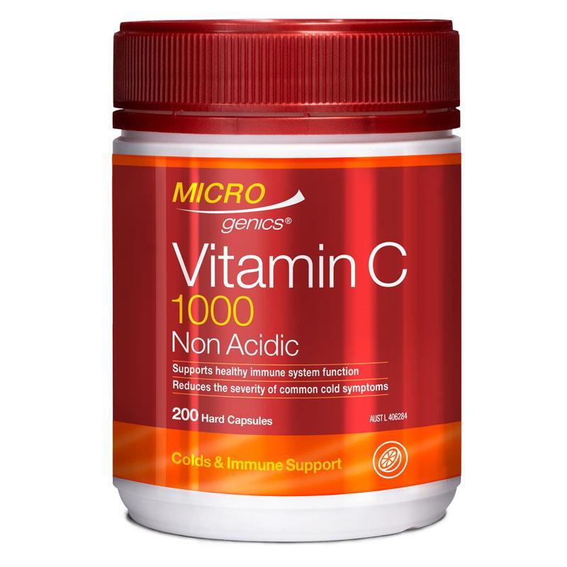 Microgenics Vitamin C 1000 Non Acidic 200 Capsules chính hãng Úc