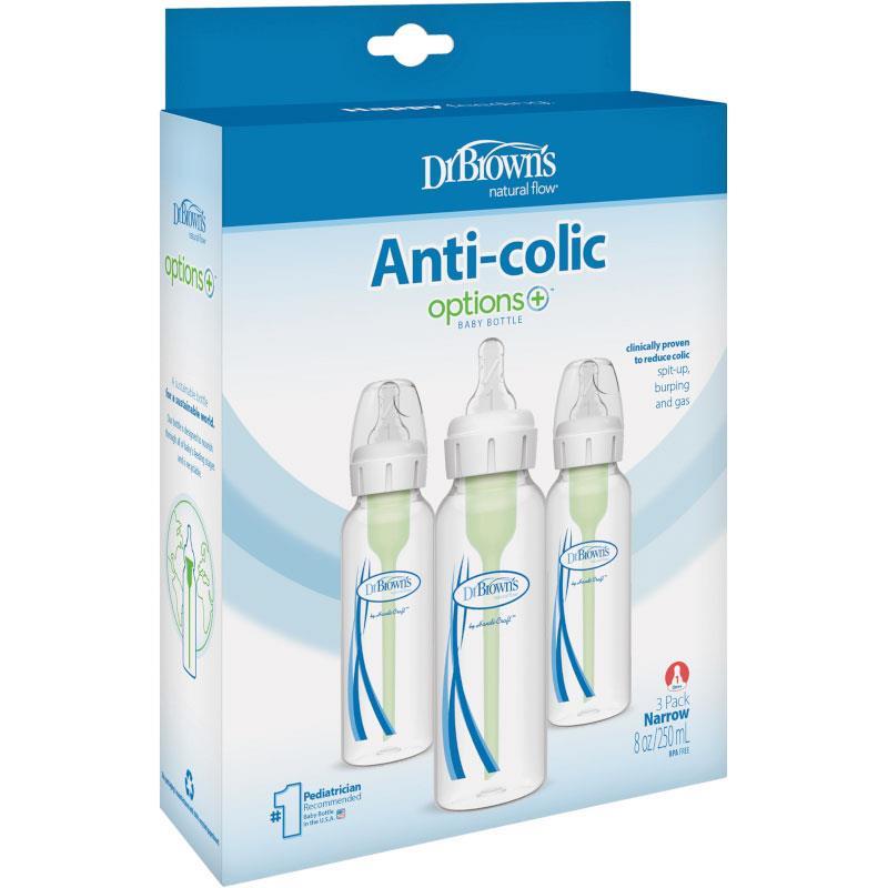 Dr Browns Options Anti-Colic With Level 1 Teat Narrow Neck Feeding Bottle 250ml 3 Pack chính hãng Úc