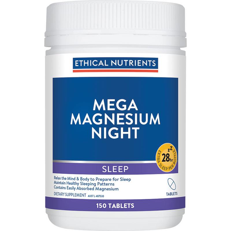 Ethical Nutrients Mega Magnesium Night 150 Tablets Exclusive Size chính hãng Úc