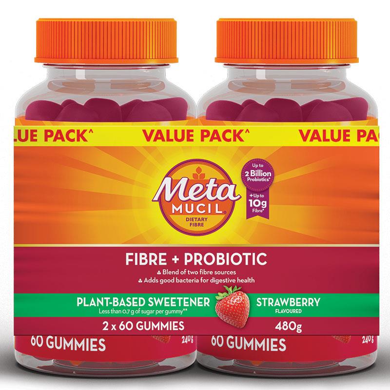 Metamucil Fibre + Probiotic Gummies Value Bundle 120 Pack chính hãng Úc