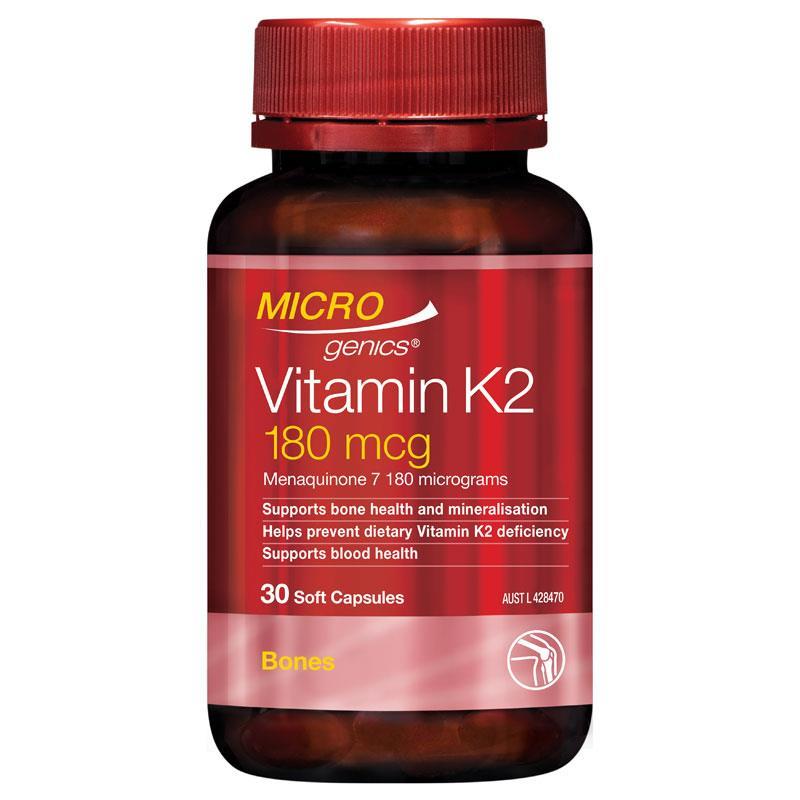 Microgenics Vitamin K2 180mcg 30 Softgel Capsules chính hãng Úc