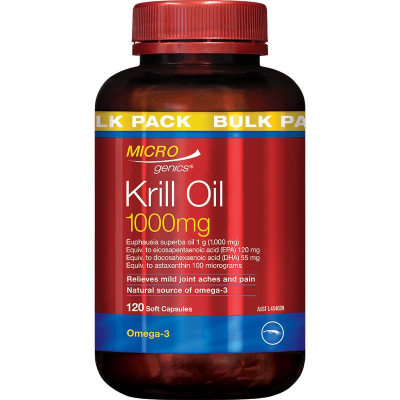 Microgenics Krill Oil 1000mg Bulk Pack 120 Capsules chính hãng Úc