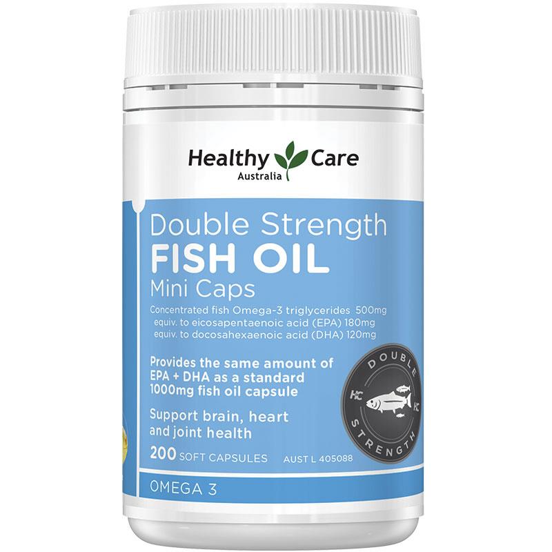 Healthy Care Double Strength Fish Oil Mini 200 Capsules chính hãng Úc