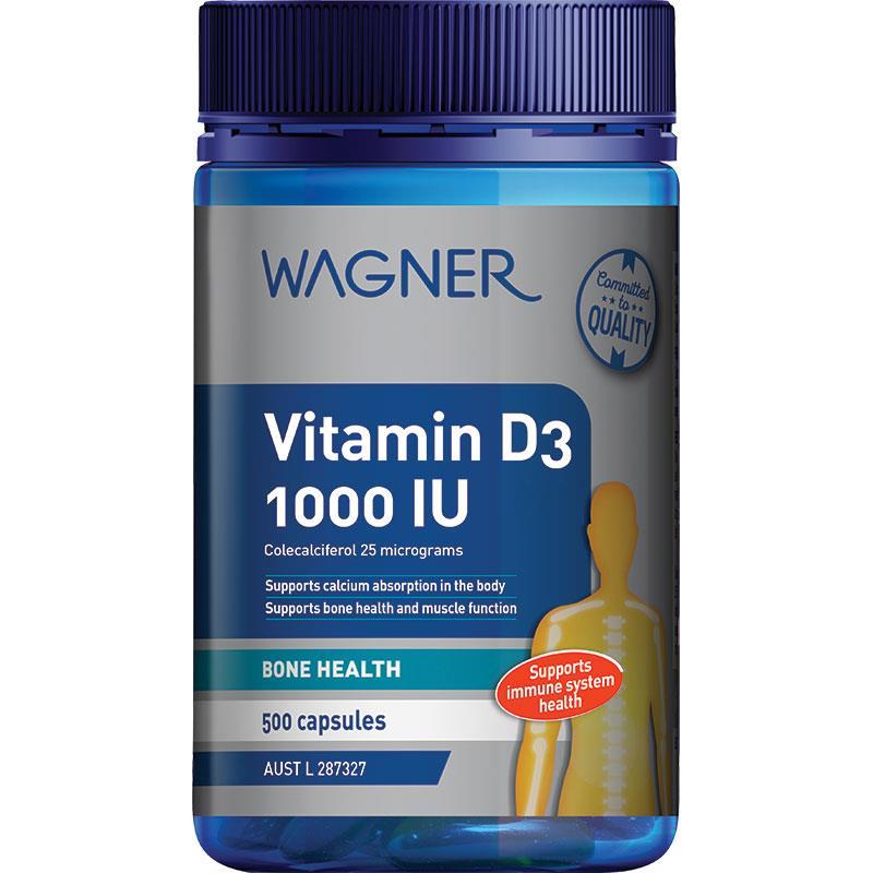 Wagner Vitamin D3 1000IU 500 Capsules chính hãng Úc