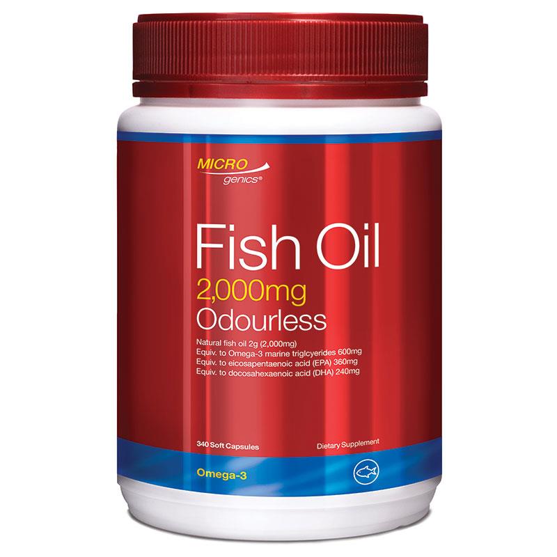 Microgenics Fish Oil 2000mg Odourless 340 Capsules chính hãng Úc