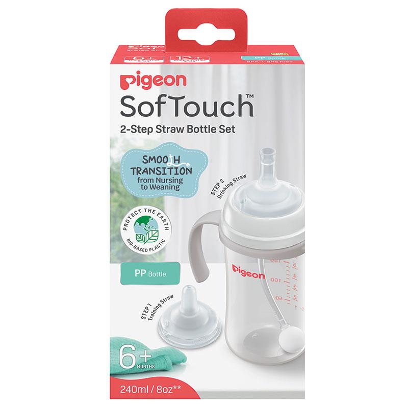 Pigeon SofTouch PP Step-Up Straw Bottle Set 240ml chính hãng Úc