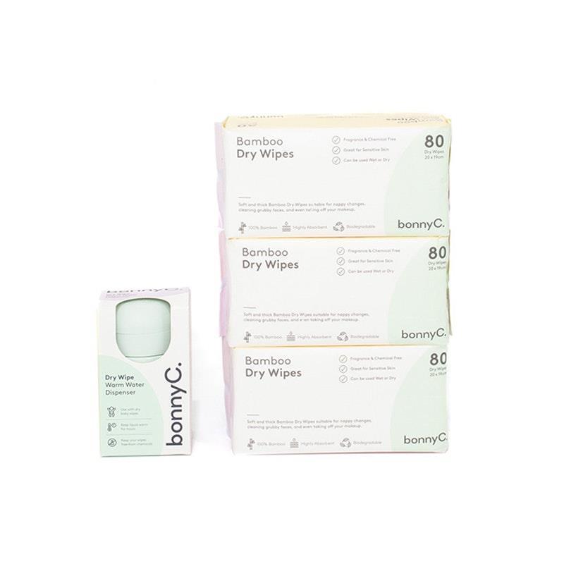 bonnyC Bundle 1 Dispenser and 3 pack dry wipes Bundle chính hãng Úc