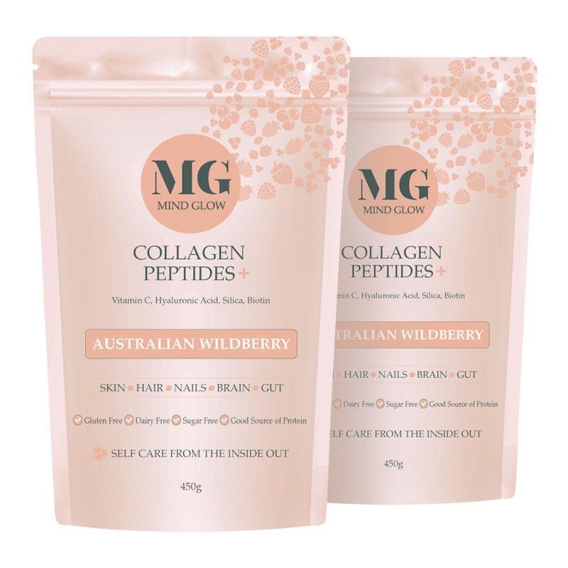 Mind Glow Australian Wildberry Collagen Peptides+ 450g Twin Pack chính hãng Úc